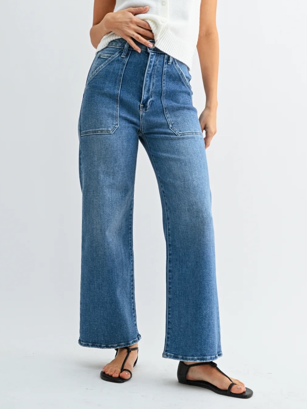 Just Black Wide Leg Jeans – High Rise Vintage Style (Size 30)